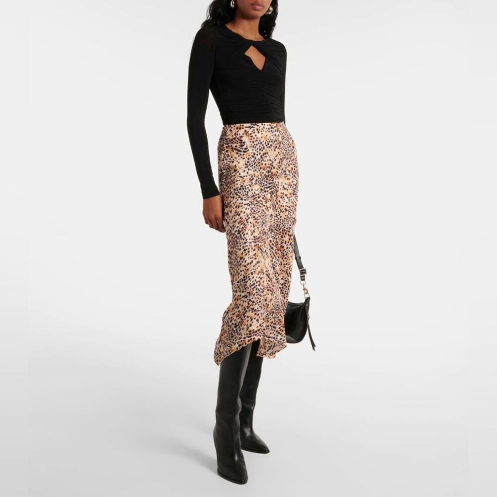 Isabel Marant Lisanne Animal Print Silk Blend Midi Skirt Size 40 (US Large)
